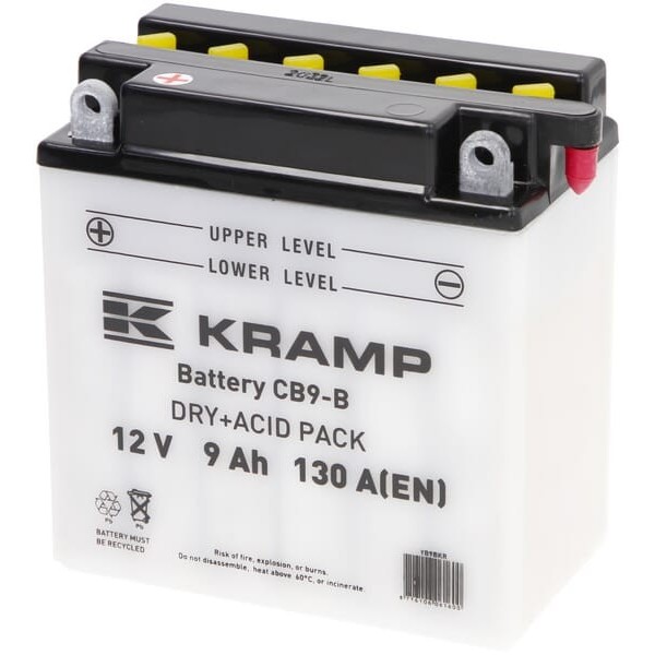 Akumulator 12V 9Ah 130A z elektrolitem Kramp