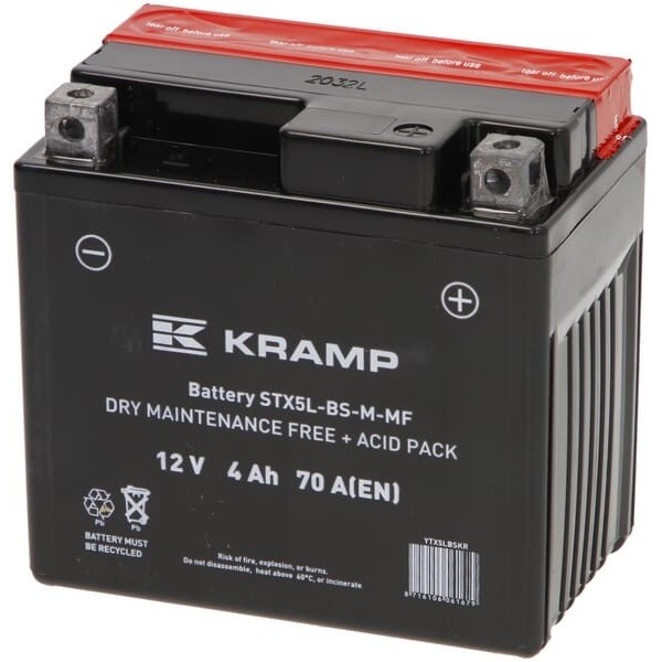 Akumulator 12V 4Ah 70A z elektrolitem Kramp