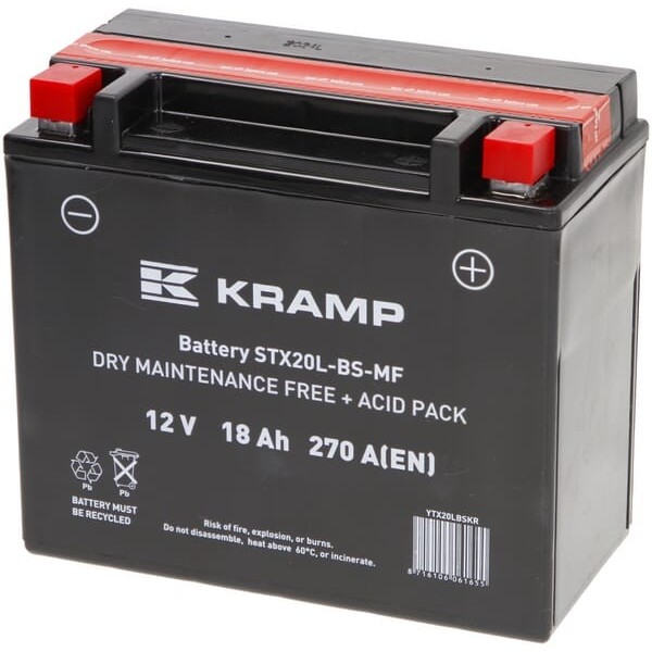 Akumulator 12V 18Ah 270A z elektrolitem Kramp