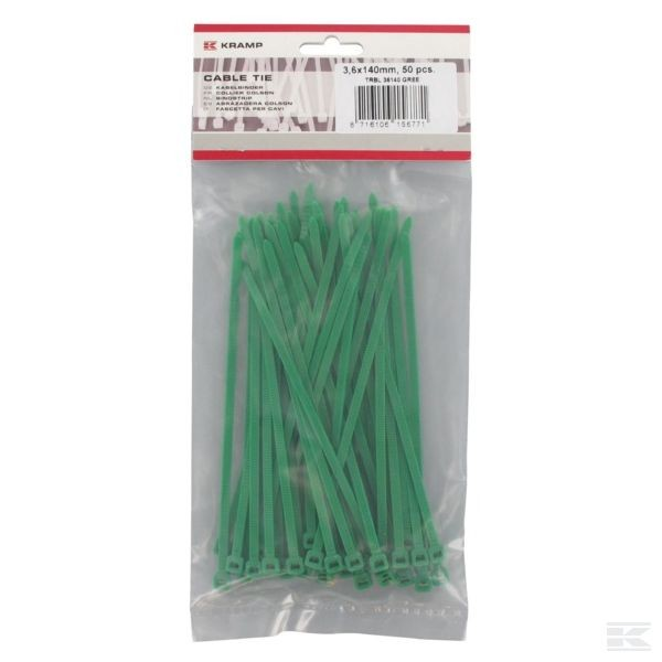 Opaski kablowe 3,6 mm Kramp Blister, zielone 140 mm